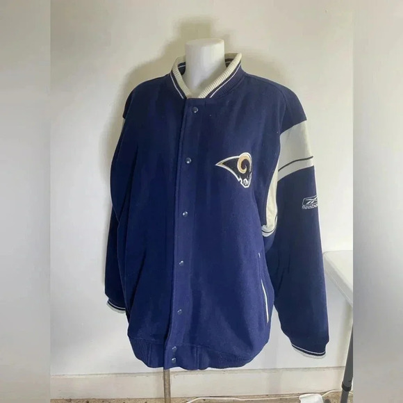 NFL TEAM APPAREL St Louis‎ Rams Wool Varsity Jacket Coat Reebok EUC Size 2XL